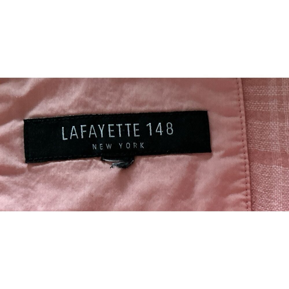 LAFAYETTE 148 NEW YORK Linen Blend Shirt Blouse in Coral/Pink - Picture 8 of 8